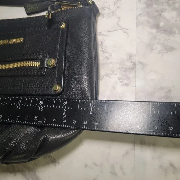Michael Kors Cross Body Bag Purse Black Logo Zippered Pockets‎ Studded - Picture 12 of 14